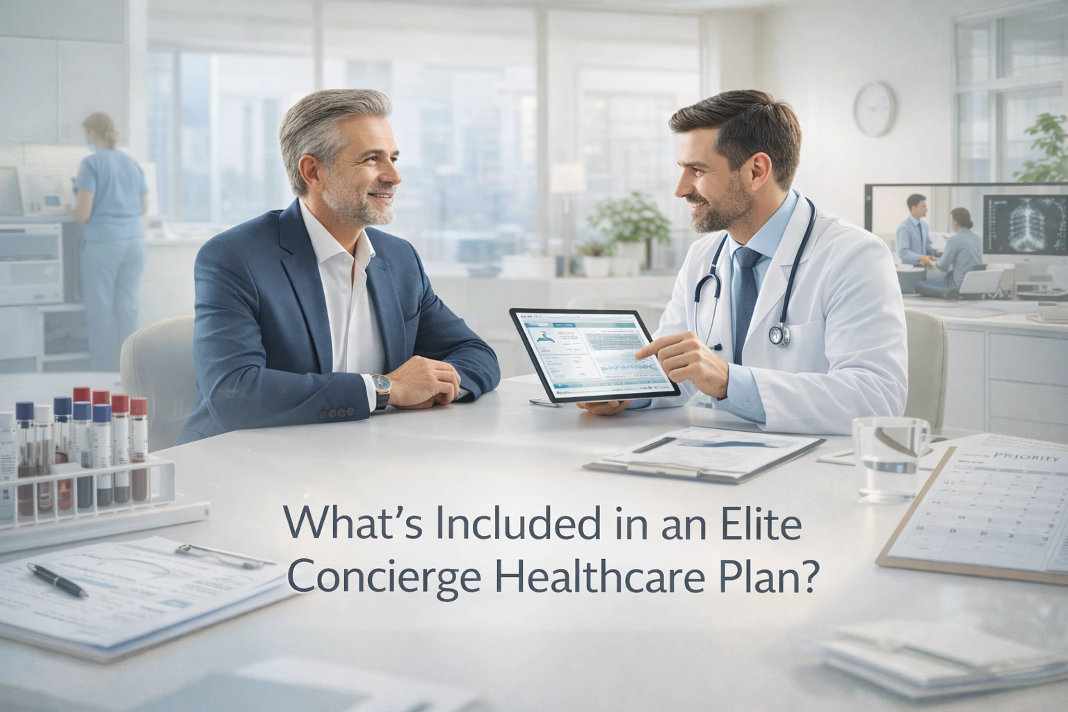 Doctor providing personalized care in concierge medicine consultation room Los Angeles